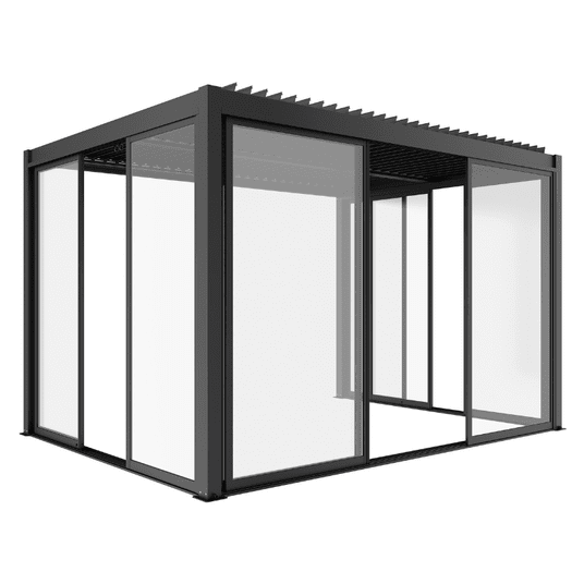 Drzwi przesuwne szklane 3M do pergoli Luxe antracyt -zdjęcie numer 1