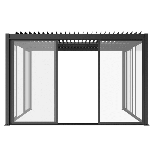 Drzwi przesuwne szklane LUXE 370x238 cm do pergoli 4 m antracytowe -zdjęcie numer 2
