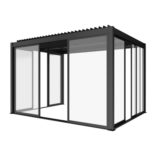 Drzwi przesuwne szklane LUXE 370x238 cm do pergoli 4 m antracytowe -zdjęcie numer 1