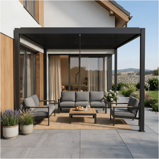 Pergola aluminiowa 3x3x2.3m antracyt -zdjęcie numer 2