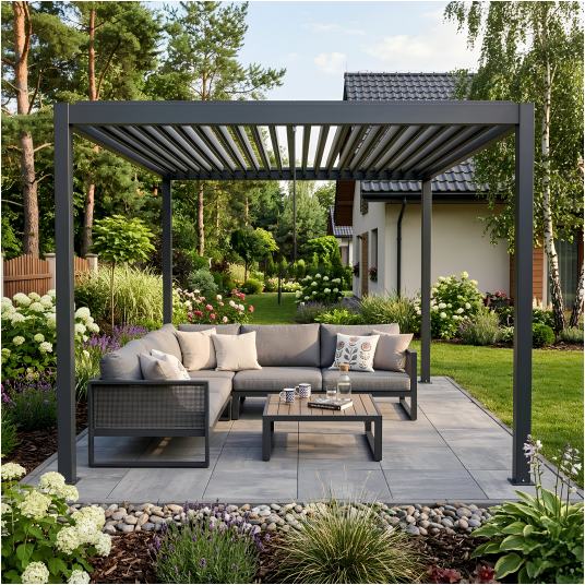 Pergola aluminiowa 3x3x2.3m antracyt -zdjęcie numer 4