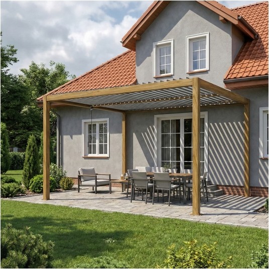 Pergola LUXE 3x4x2.5m drewno v2 z LED -zdjęcie numer 3