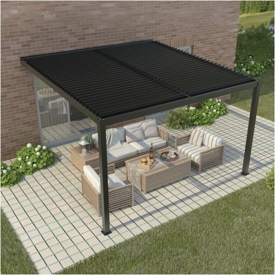 Pergola LUXE przyścienna 4x3x2.5 antracyt z LED -zdjęcie numer 3