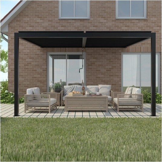 Pergola LUXE przyścienna 4x3x2.5 antracyt z LED -zdjęcie numer 4