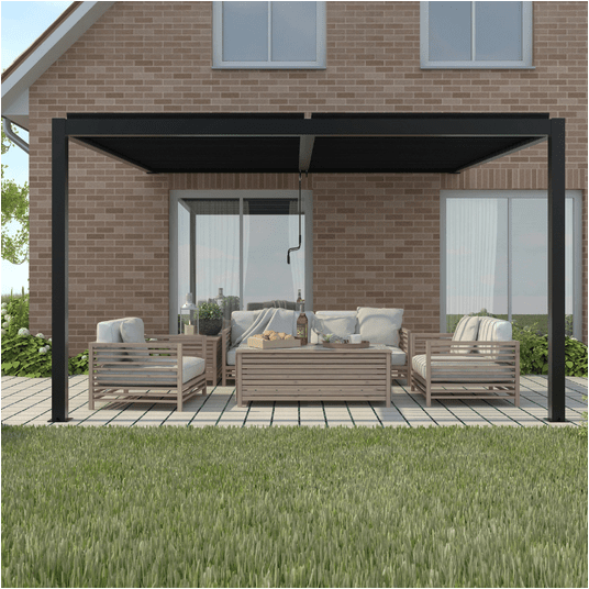 Pergola ogrodowa LUXE przyścienna 3x3x2,5 m antracyt z LED -zdjęcie numer 2