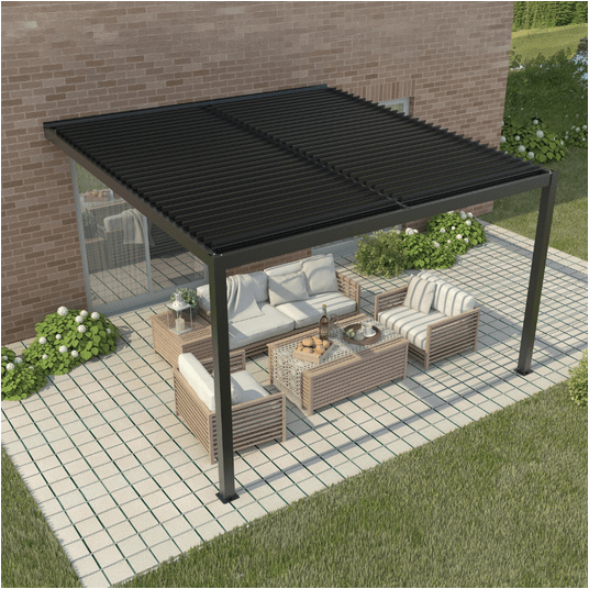 Pergola ogrodowa LUXE przyścienna 3x3x2,5 m antracyt z LED -zdjęcie numer 4