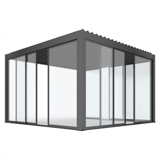 Pergola tarasowa Luxe 4x4x2.5 m antracytowa z LED i elektrycznym dachem -zdjęcie numer 12