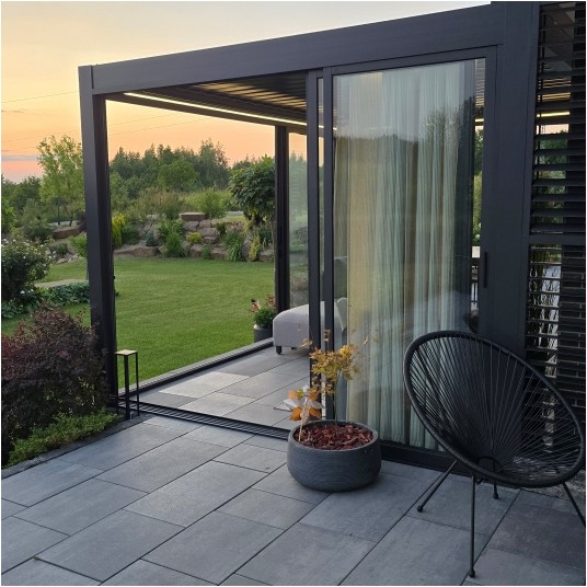 Pergola tarasowa Luxe 4x4x2.5 m antracytowa z LED i elektrycznym dachem -zdjęcie numer 5