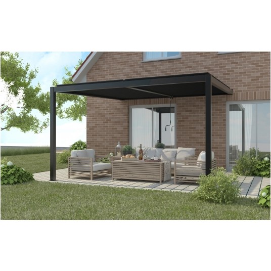 Pergola tarasowa przyścienna Luxe 4x3 m antracytowa z LED -zdjęcie numer 3