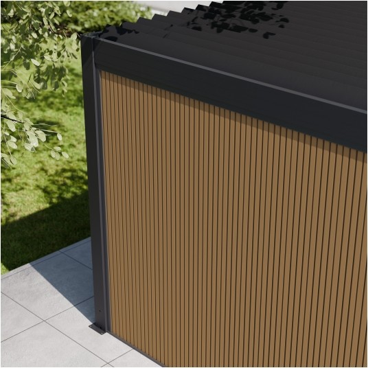 Ściana z kompozytu WPC 370 × 258 cm ELITE do pergoli i carportu -zdjęcie numer 3