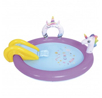 Basen dmuchany dla dzieci ze zjeżdżalnią i spryskiwaczem Jednorożec