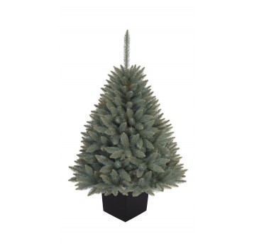 Choinka sztuczna świerk srebrny w kwadratowej donicy 130 cm