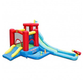 Dmuchany plac zabaw ze zjeżdżalnią wodną i piłeczkami