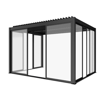 Drzwi przesuwne szklane LUXE 370x238 cm do pergoli 4 m antracytowe
