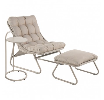 Fotel ogrodowy Cloud z podnóżkiem i stolikiem beżowy