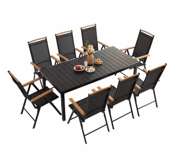 Meble ogrodowe jadalniane Izzy dla 8 osób czarne