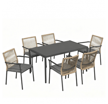 Meble ogrodowe jadalniane Vence dla 6 osób