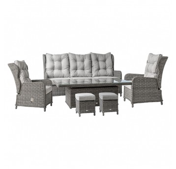 Meble ogrodowe jadalniane Verdi z sofą i fotelami