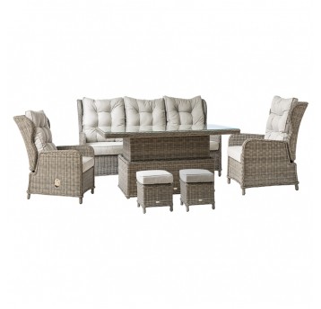 Meble ogrodowe jadalniane Verdi z sofą i fotelami