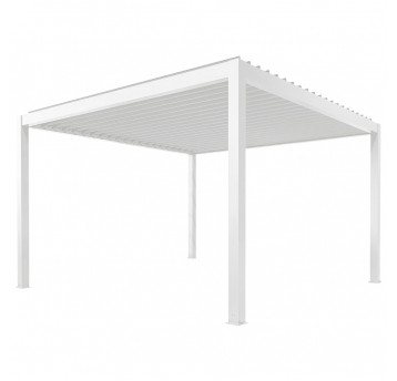 Pergola tarasowa Luxe 4 x 4 m biała z LED i elektrycznym dachem