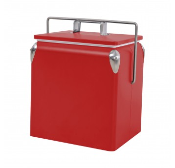 Stalowa chłodziarka przenośna 13 l czerwona
