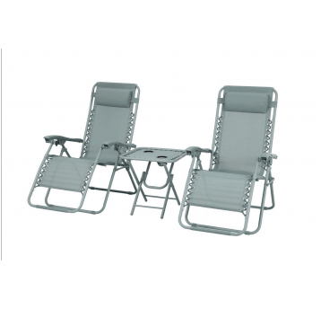 Zestaw leżaków ogrodowych Delux ze stolikiem zielony + zielona rama